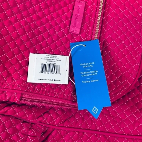 Vera Bradley Campus Backpack Valentines Day Raspberry - Picture 9 of 9